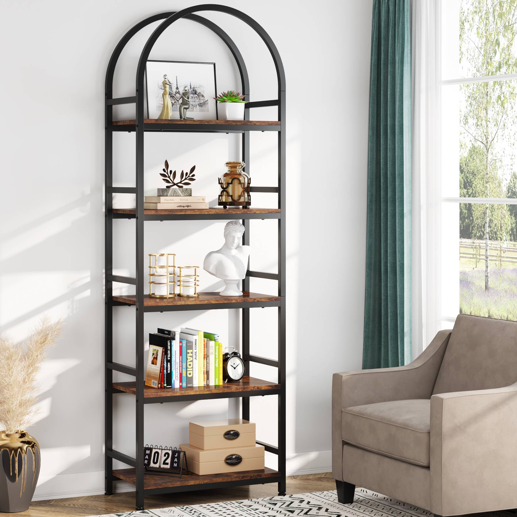 Tribesigns Bookshelf, Freestanding Bookcase Display Rack with Storage Shelves Tribesigns
